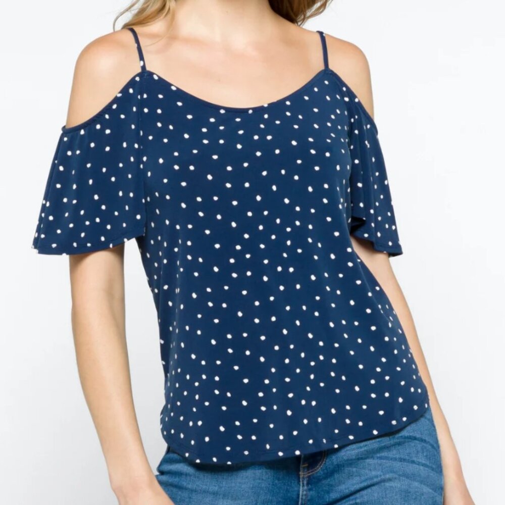 Stitch Fix Kaileigh Valette Back Detail Cold Shoulder Navy NWT Knit Top | Size L